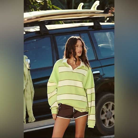 NWT Free People Movement S Work it Out Pullover in Lightening Lime Combo $128 - Picture 3 of 5